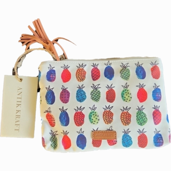 NWT ❗️ Antik Kraft pineapple travel cosmetic bag,  wallet, makeup bag - Picture 2 of 13